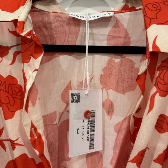 Saints & Secrets Women’s Size XL Floral Romper Pink Rose Pattern Short Sleeve - Picture 4 of 7